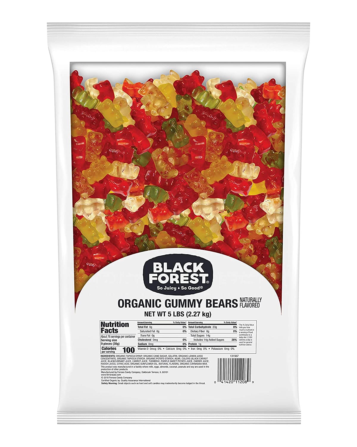 Black Forest Organic Gummy Bears Candy, 5 Pound Bulk Bag